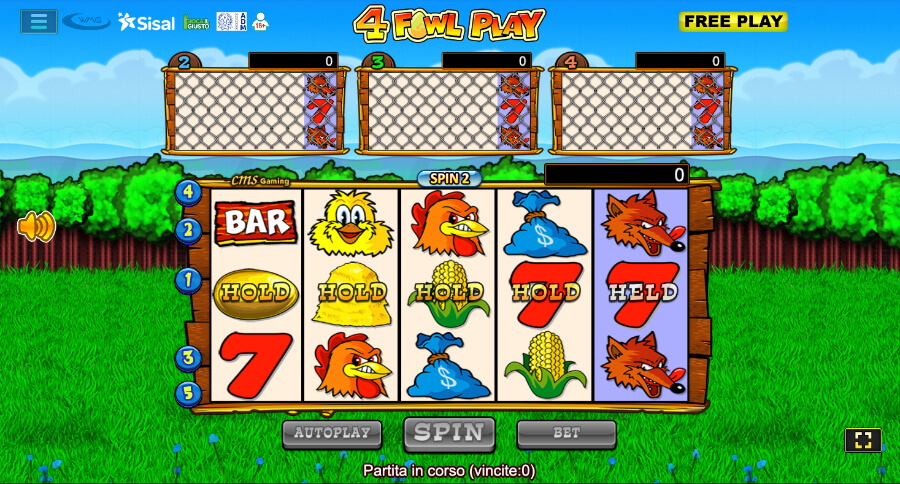 Schermata di gioco di 4 Fowl Play