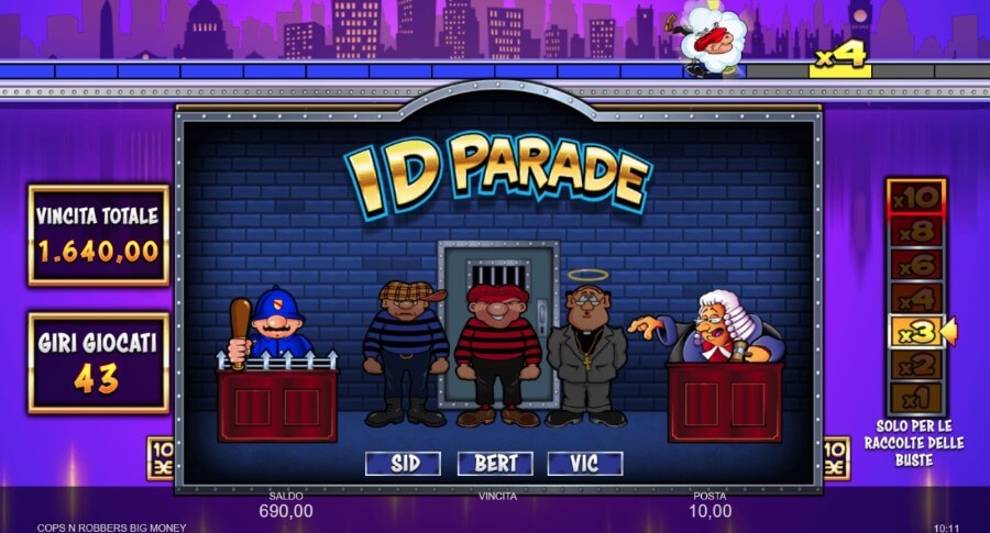 Cops N Robbers Big Money ID parade funzione slot