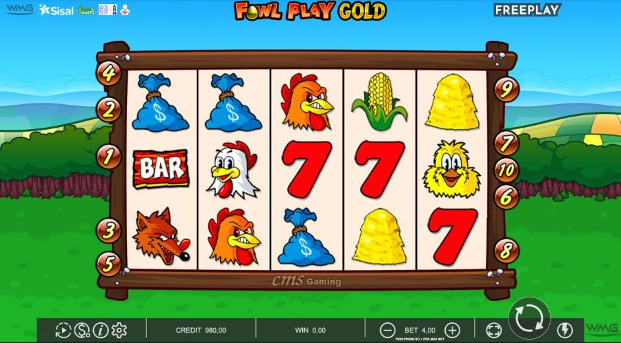 Schermata di gioco di Fowl Play Gold