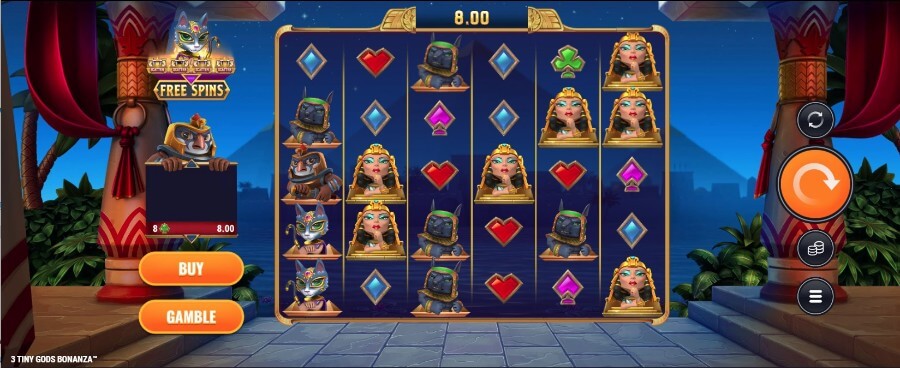 Schermata di gioco di 3 Tiny Gods Bonanza